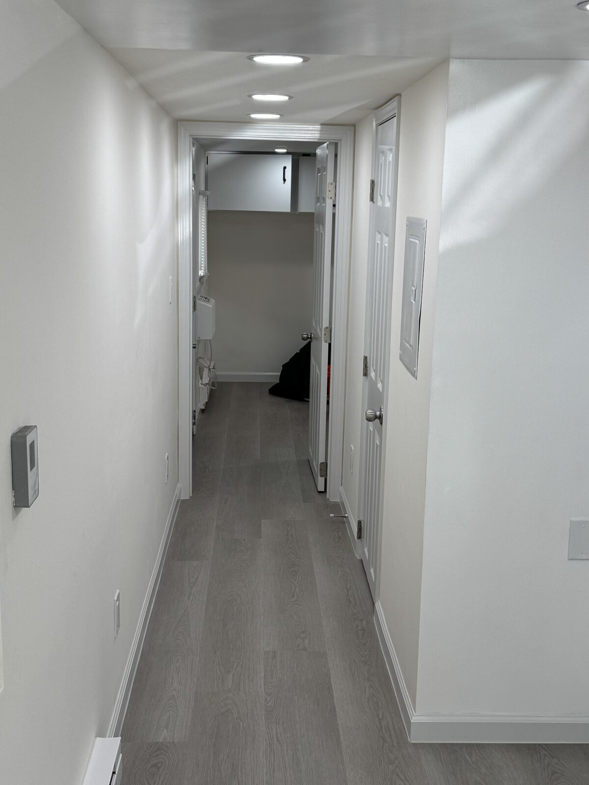 Hallway with new recessed lighting